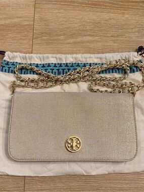 Tory Burch Adalyn Metallic Gold Crossbody Bag/Clutch